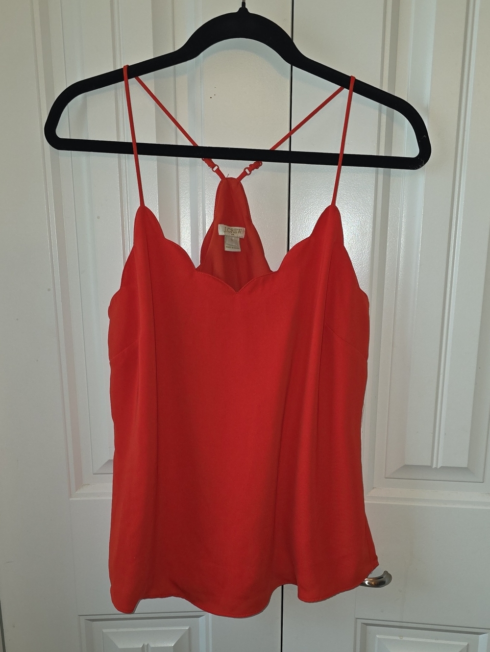 J. Crew Red Scallop-Edge Spaghetti Strap Cami